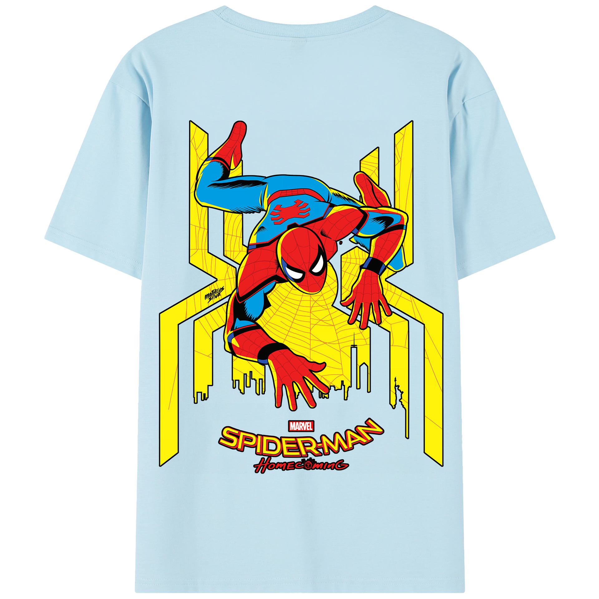 （画像用） Spider Man スパイダーマン 綿100％半袖Tシャツ（背面プリント）